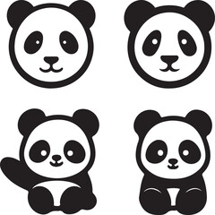 Panda silhouette icon, vector artwork of panda