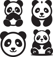 Obraz premium Panda silhouette icon, vector artwork of panda