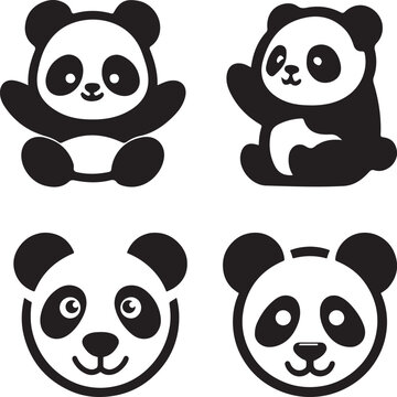 Panda silhouette icon, vector artwork of panda