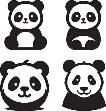 Panda silhouette icon, vector artwork of panda