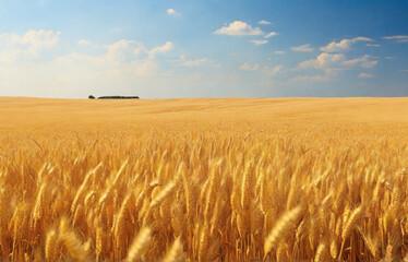 wheat field in the summer, Wheat field. Ears of golden wheat close up. Beautiful Nature Sunset Landscape. Rural Scenery under Shining Sunlight. Background of ripening ears of wheat field. Rich harvest