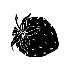 Silhouette, stencil of summer strawberry.Vector graphics.