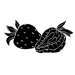 Silhouette, stencil of summer strawberry.Vector graphics.