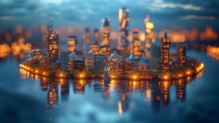 Fototapeta premium Cityscape Illuminated With Dazzling Lights