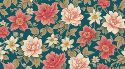 Fototapeta premium Wallpaper with vintage flowers