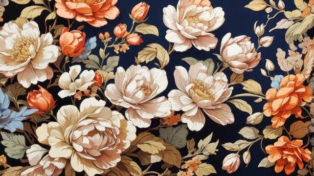Wallpaper with vintage flowers