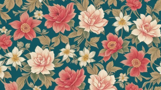 Wallpaper with vintage flowers