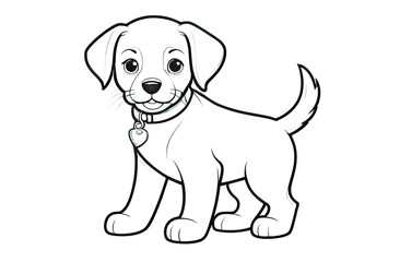 Coloring Book Page with Dog, Coloring page outline of a cute dog, coloring page with Animal character