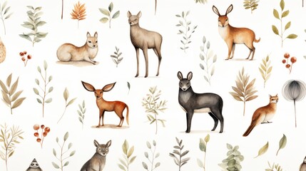 Watercolor Woodland Animals - Bear, Fox, Bunny, Raccoon

