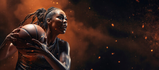 Fototapeta na wymiar Female Basketball Player in Dynamic Action