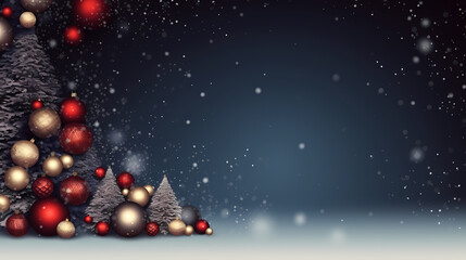 Fototapeta na wymiar Luxurious Christmas balls on glowing bokeh background, Christmas and New Year minimalistic background
