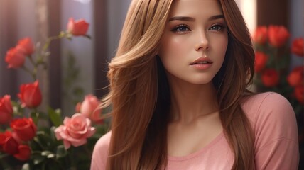 Naklejka premium Woman and Valentine's Day