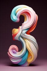 Colorful number three. Symbol 3. Invitation for a third birthday party, business anniversary, or any event celebrating a third milestone. Vertical picture.