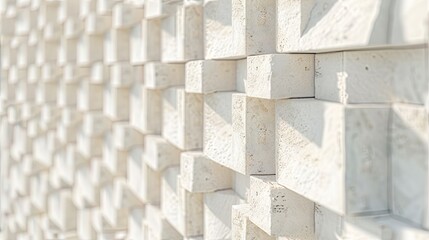 a highly detailed wall constructed from white bricks, enhanced by post-processing techniques to accentuate texture and depth, creating a captivating visual narrative. SEAMLESS PATTERN.