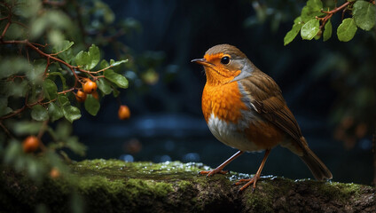 robin in the snow, robin on branch,