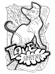 Colouring book pages with different cats for cat lovers adults and kids. Hand drawn line illustration, cartoon character style. coloring hobby for relaxation and antistress.