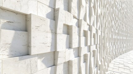 a highly detailed wall constructed from white bricks, enhanced by post-processing techniques to accentuate texture and depth, creating a captivating visual narrative. SEAMLESS PATTERN.