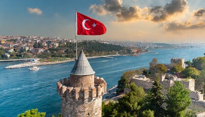 turkish flag of the sky - obrazy, fototapety, plakaty