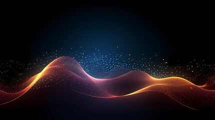 Futuristic technology background of digital glowing waves and network system