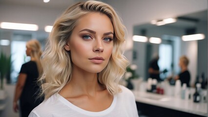 Blonde in beauty salon