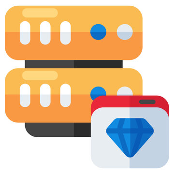 A colored design icon of premium server 