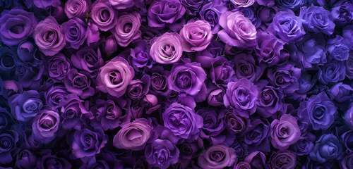 Foto op Canvas gradient of violet to purple roses in full bloom background © Klay