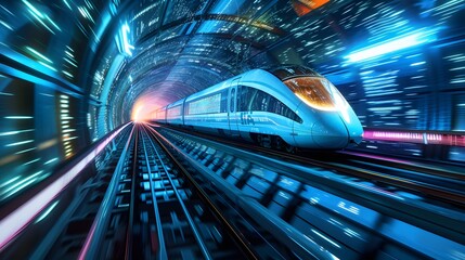 Hyperloop Velocity: Speeding Train in Futuristic Tunnel