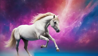 Obraz na płótnie Canvas white horse in the space
