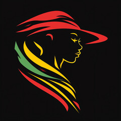 Portrait of a girl in a hat. Vector illustration on black background.