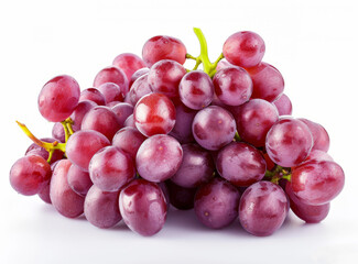 Fototapeta premium Close-up of vibrant, juicy red grapes isolated on a white background.