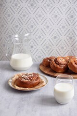 Swedish Cinnamon rolls with milk.