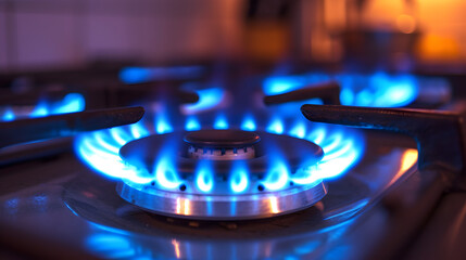 Gas stove burner with blue flames