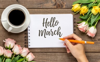 Hello March greeting card