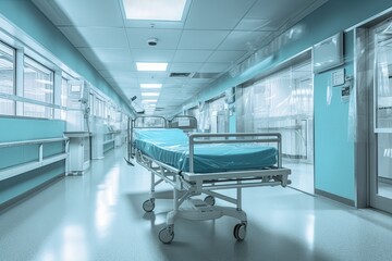 hospital staff and patient walking by in hallway