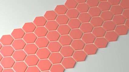 Orange hexagon honeycomb on a white background