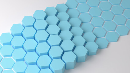 Blue hexagon honeycomb on a white background