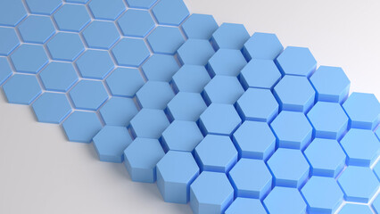 Blue hexagon honeycomb on a white background