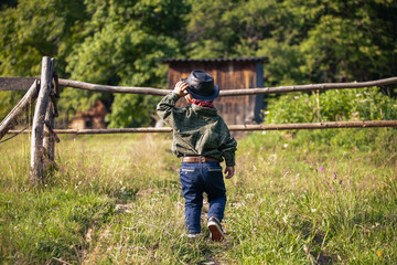 Little Cute Toddler in Cowboy Western Outfit - 726714516