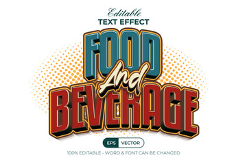 Food And Beverage Text Effect Comic Cartoon 3D Style. Editable Text Effect.