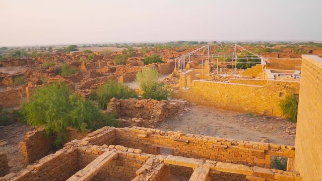View of Kuldhara village 13th Century abandoned Village also known as Ghost Town at Rajasthan, India. Ancient historical ruined town. 