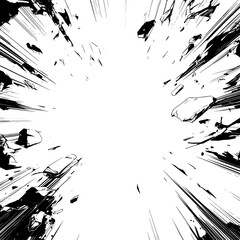 Comic scene of radiant power blast drawing lines generated with AI	
