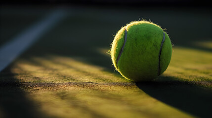 Sport championship concept, green tennis ball. AI generated