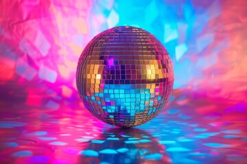 Vibrant And Symmetrical Disco Ball Backdrop In Colorful Hues For Festive Occasions Or Events - Ideal For Centered Photos And Copy Space.