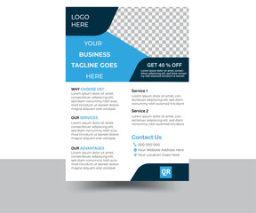 

Business flyer, brochure design, magazine or flier mockup in blue & black colors,flyer in A4 size.	
