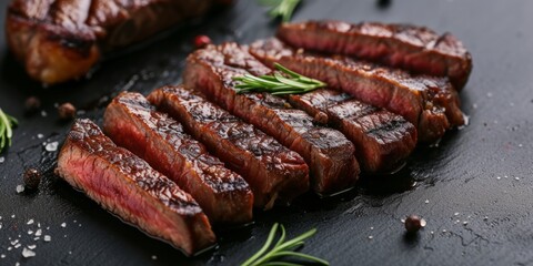 Juicy Ribeye Steak Slices Captured In High Definition, Inviting Indulgence In Every Morsel