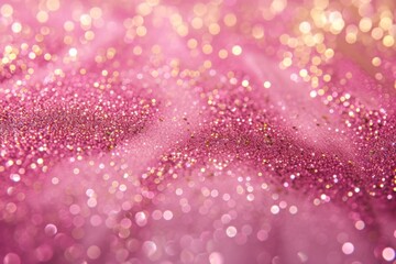 Pink Background With Sparkling Gold Glitter And Shimmer In Abstract Composition