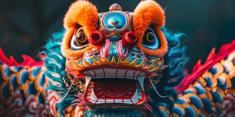 Symmetrical Chinese Dragon Costume Captures Vibrant Traditions Of New Year: Perfect Photo