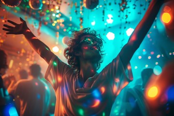Vibrant Youngster Grooving At Lively And Spirited Disco Celebration