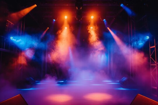 Capturing The Atmosphere Of A Lively Stage Club: Dynamic Lighting And Symmetrical Photo Composition