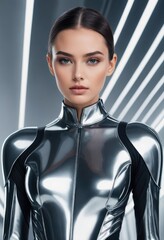 Sleek Sophistication: Model Redefines Style in Futuristic Hues